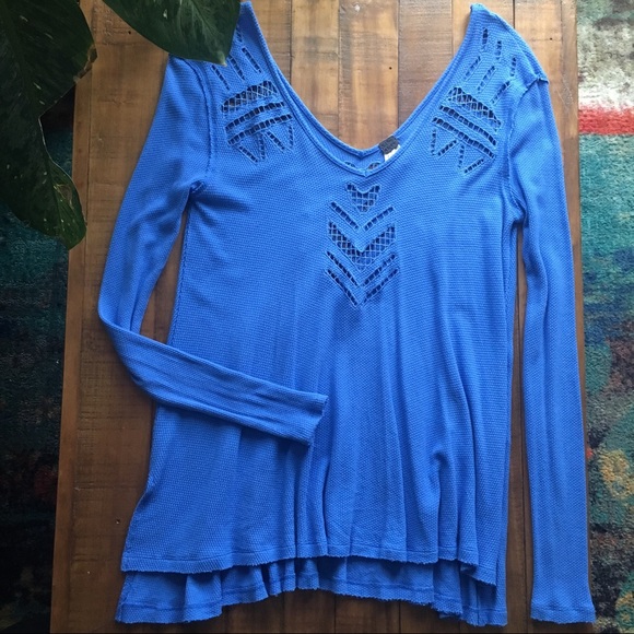 Free People Laser Cut Waffle Top - Picture 1 of 6
